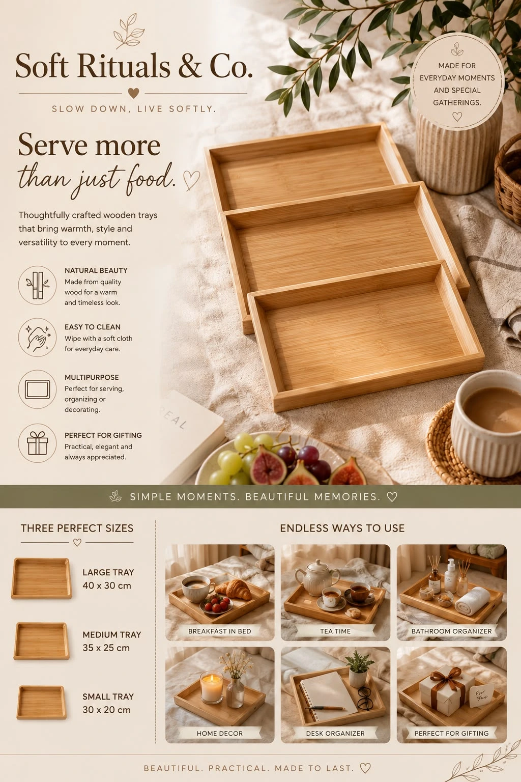 Natural Bamboo Serving Tray